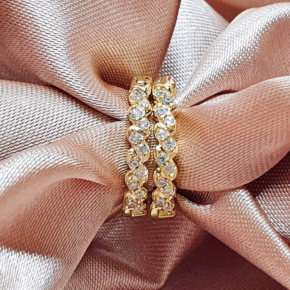 Jewelry - 18ct Gold Plated Twisted Huggie Hoop Earrings